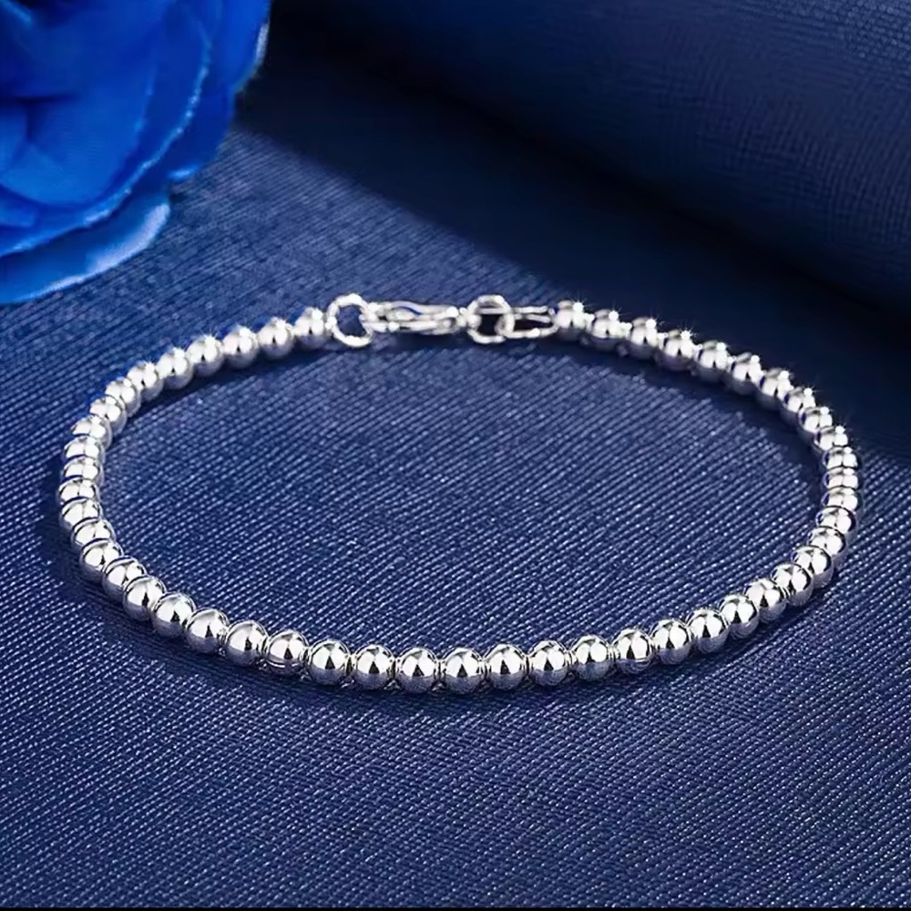 925 silver small ball bead bracelet